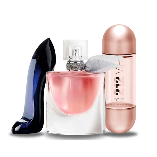 Kit de 3 Perfumes Carolina Herrera GOOD GIRL, Lancôme LA VIE EST BELLE y Carolina Herrera 212 VIP ROSÉ 100 ml